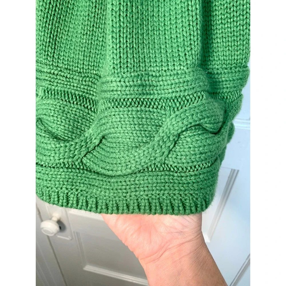 Gymboree Kelly Green Cable Knit Sleeveless Baby Sweater Dress 12-18 Months